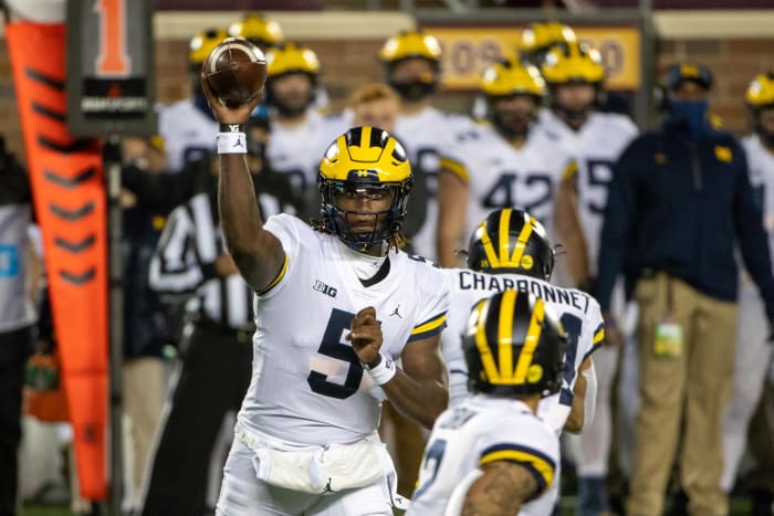 Joe Milton did a nice job in his first start at quarterback for Michigan. (USA TODAY Sports)